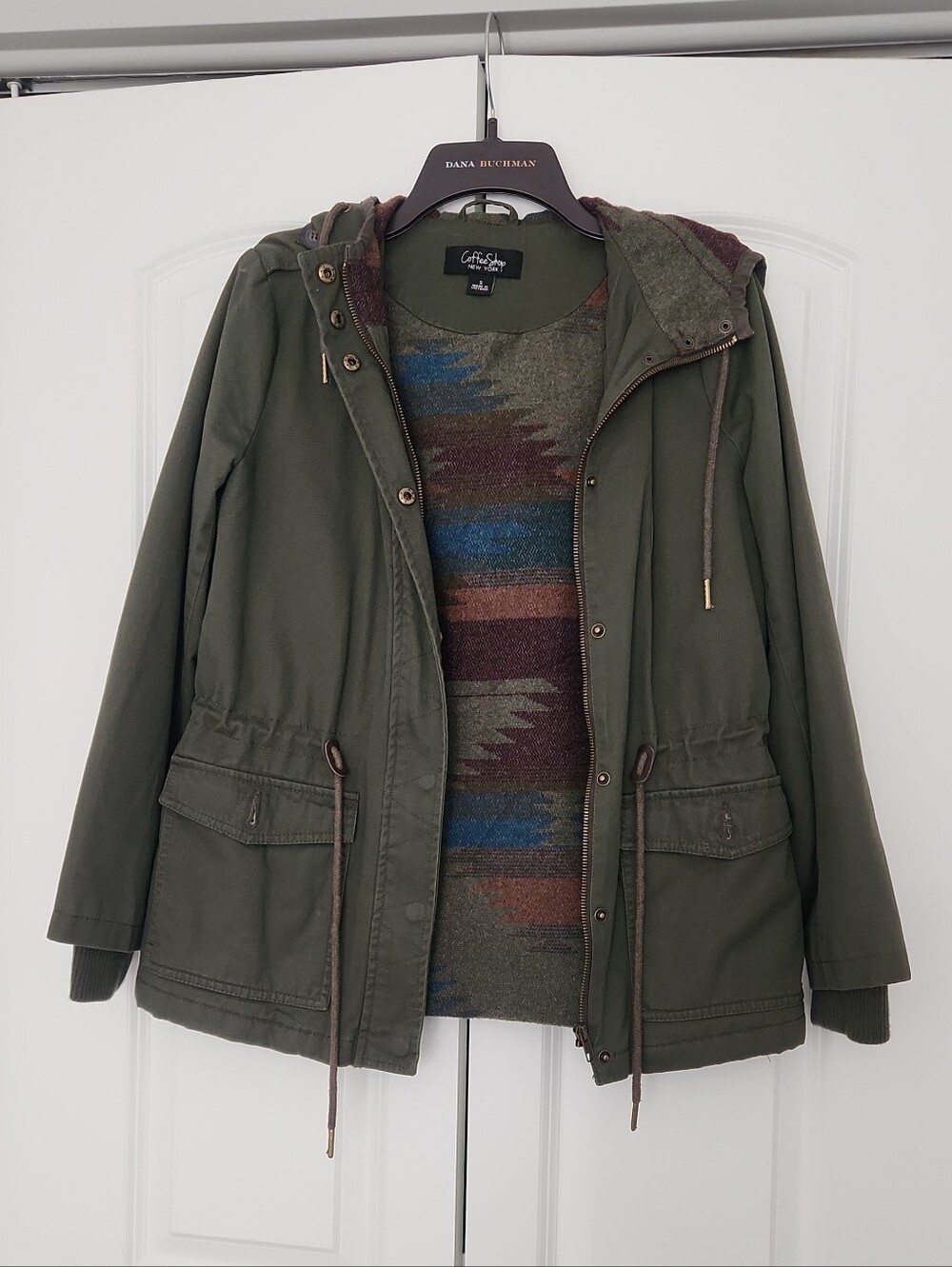 Utility Hooded Anorak Jacket in Olive Green